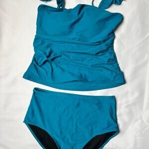 Blue and black bikini set